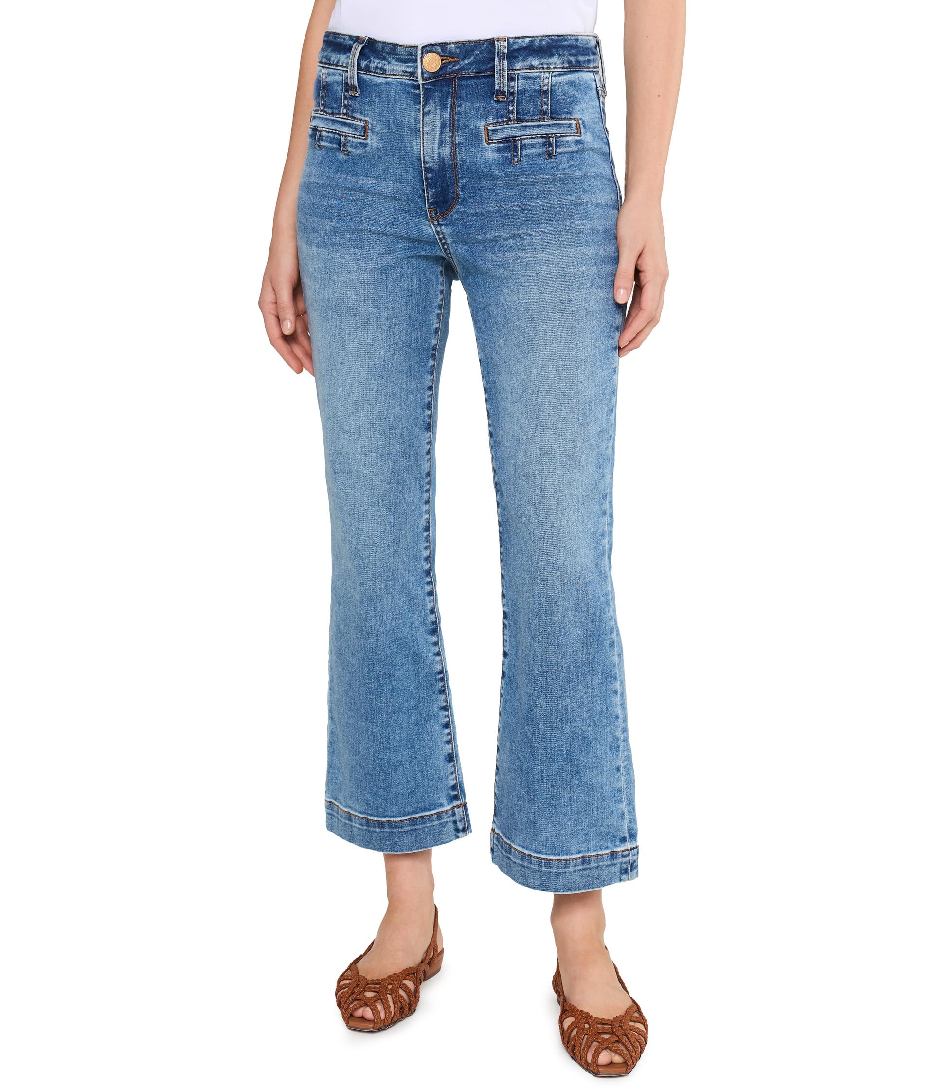 Kelsey High-Rise Flare Welt Pocket and Wide Hem