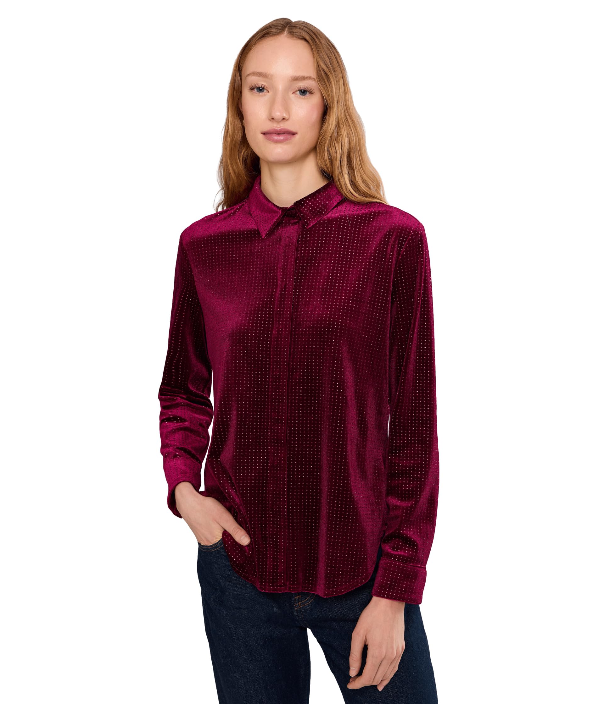 Sequin Button Front Shirt