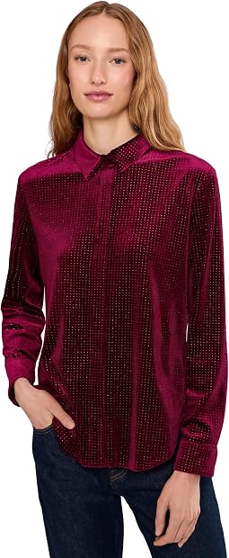 Sequin Button Front Shirt