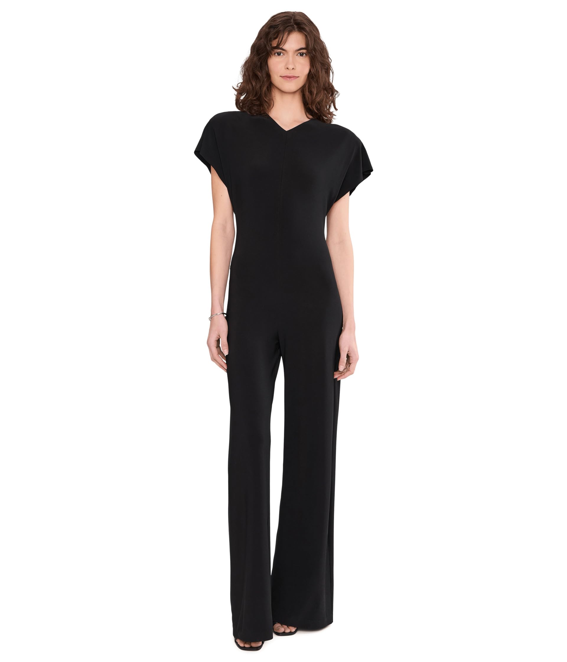 Cap Sleeve Shoulder Pad Jumpsuit