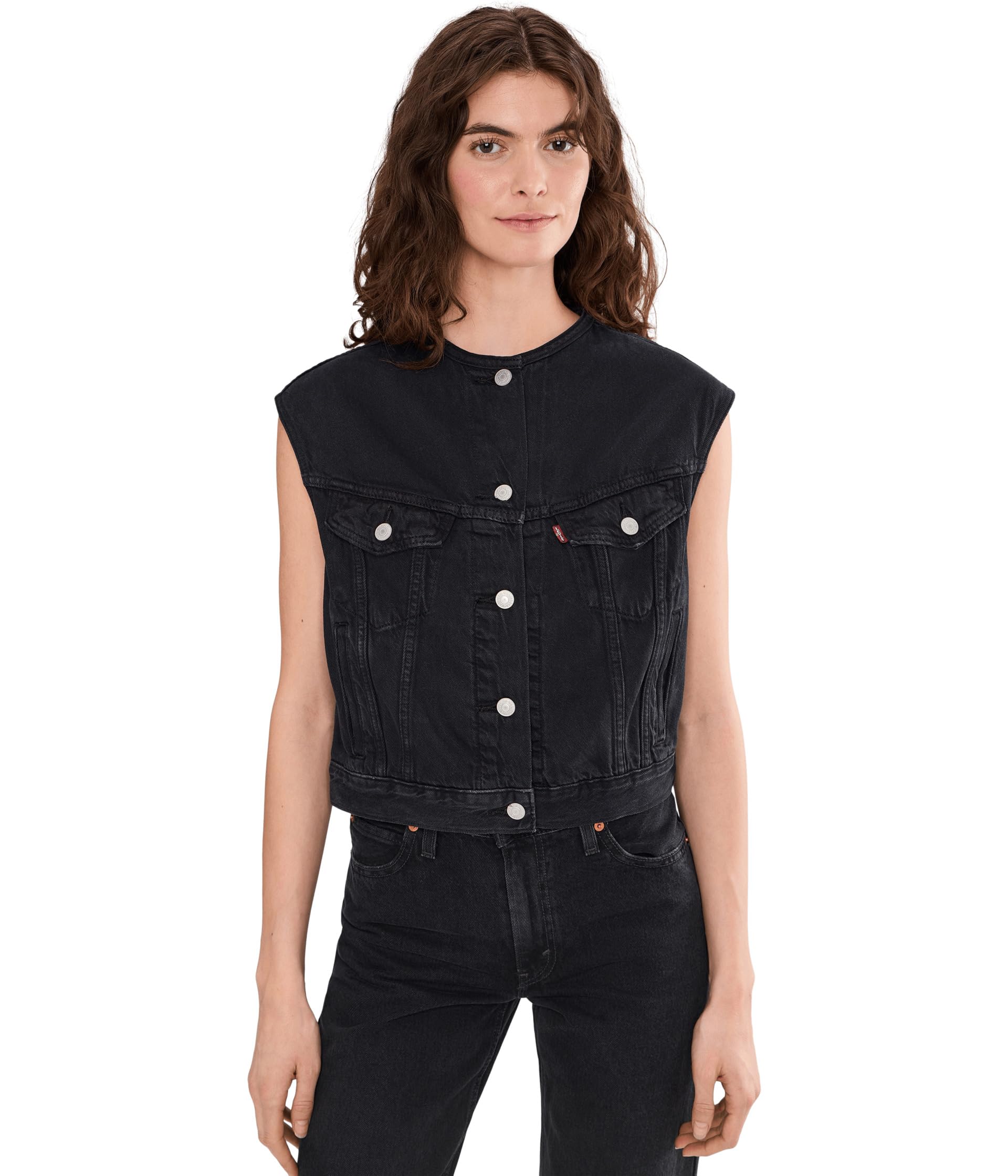 Collarless Shrunken 90s Vest