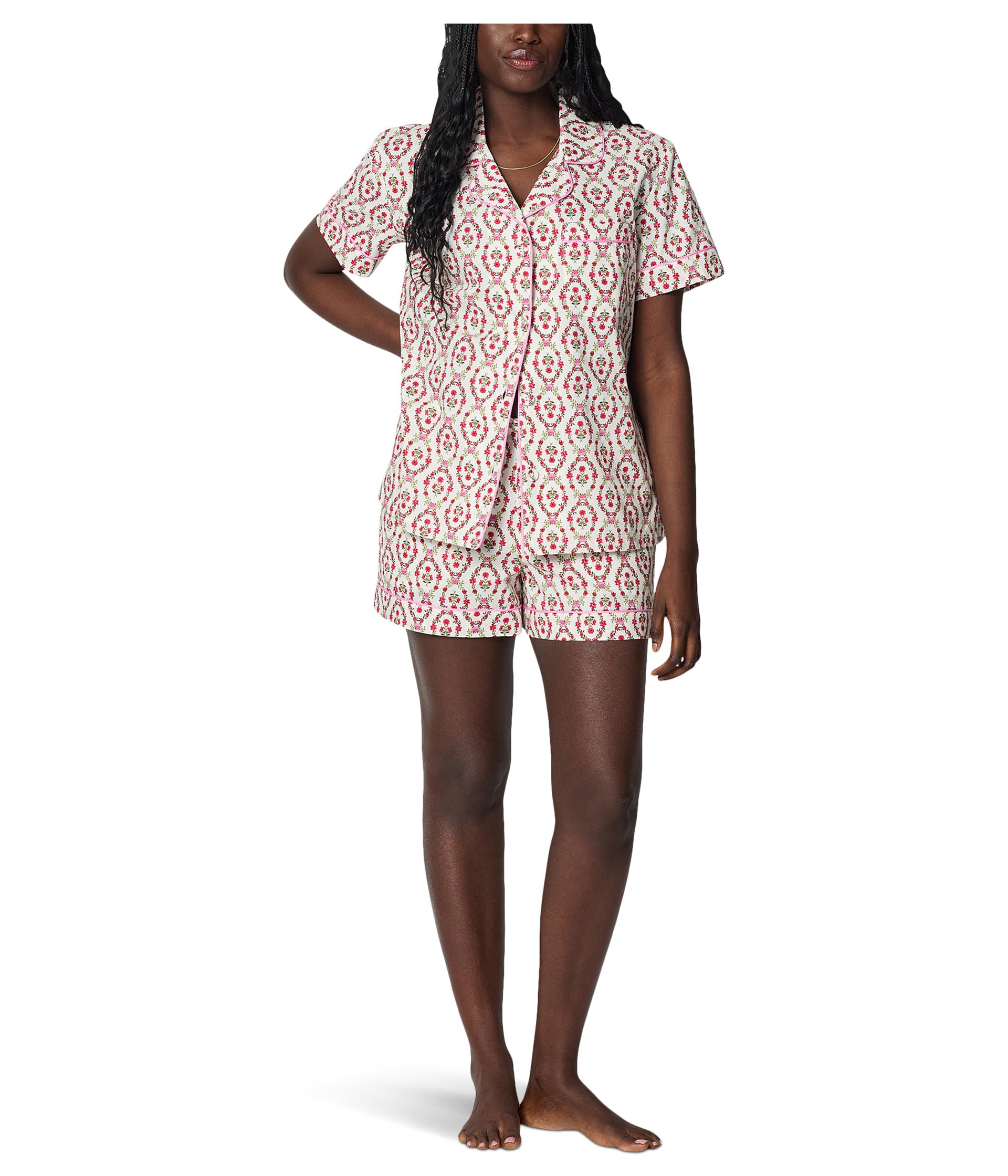 Short Sleeve Shorty Cotton Poplin Pajama Set