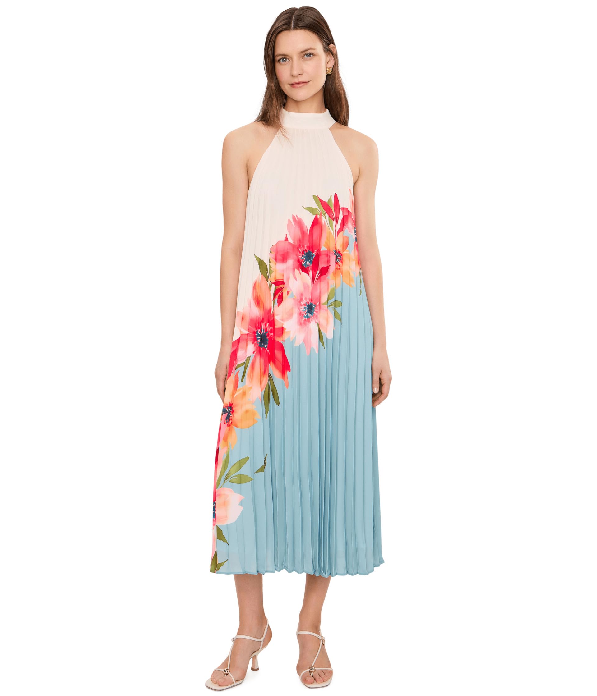 Платье Adrianna Papell Floral Pleated Chiffon