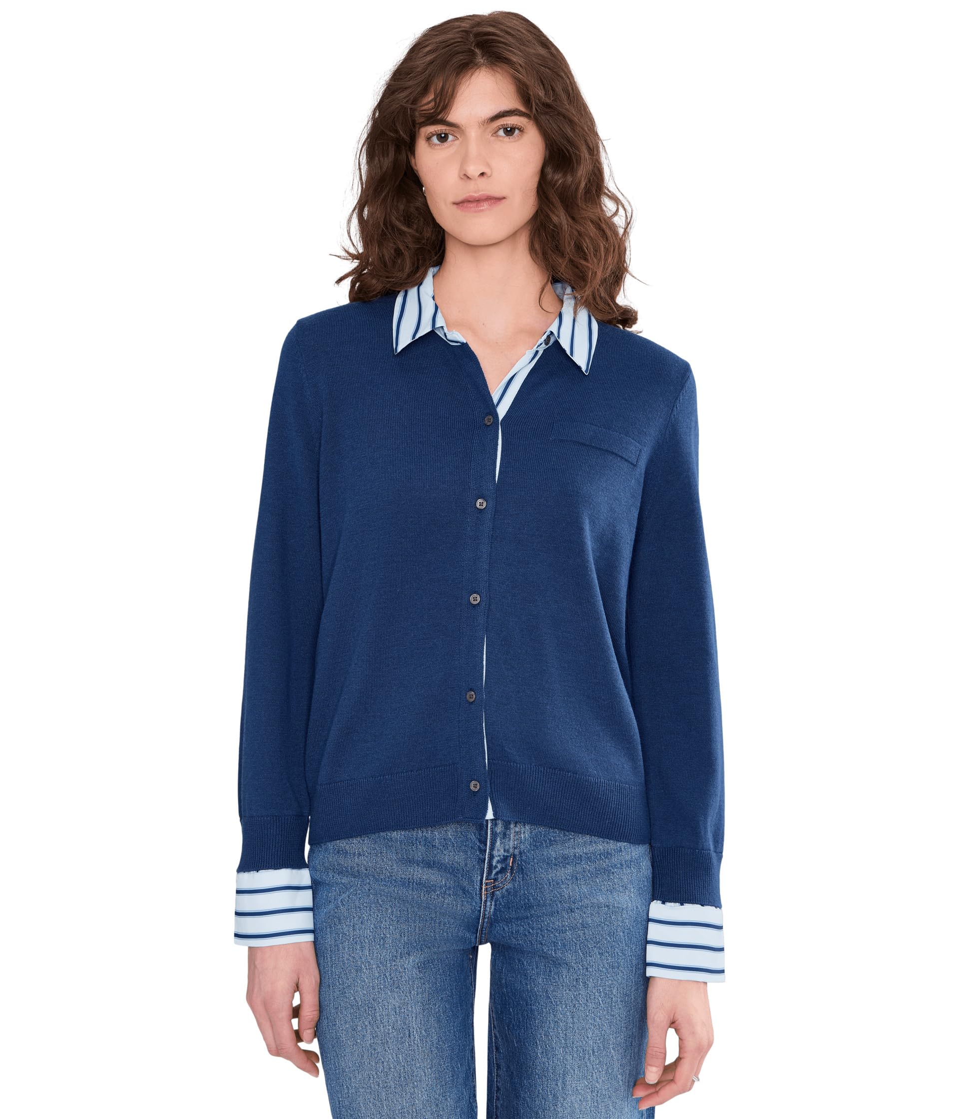 Cardigan with Woven Trims
