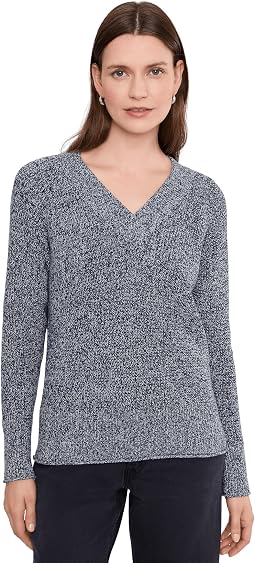 V-neck Shaker Stitch Sweater