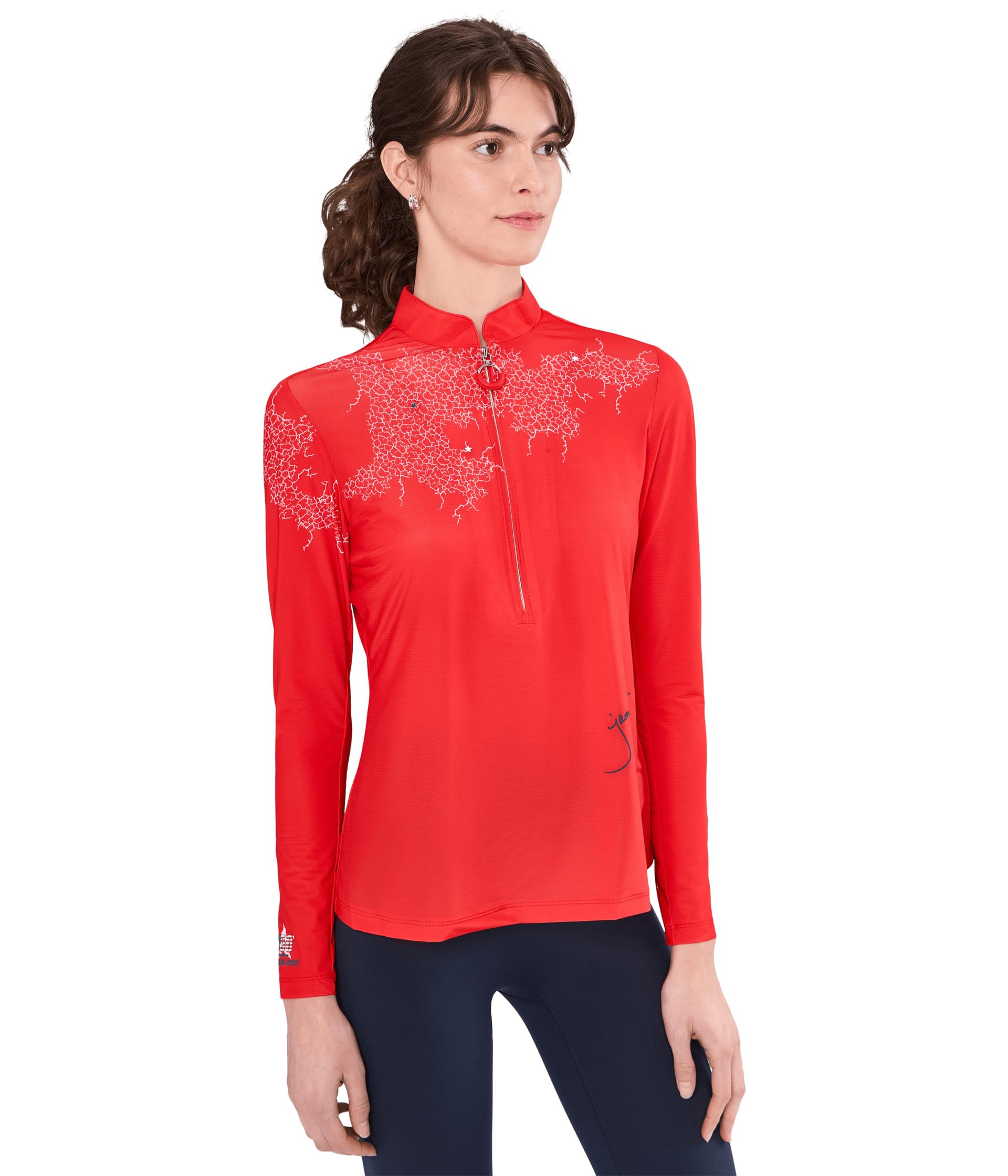 Топ с длинным рукавом и молнией 1/4 Sunsense Mesh Mock Neck