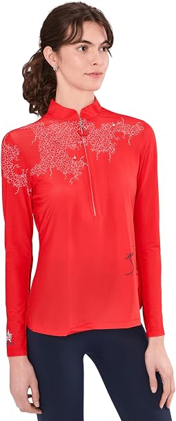 Топ с длинным рукавом и молнией 1/4 Sunsense Mesh Mock Neck