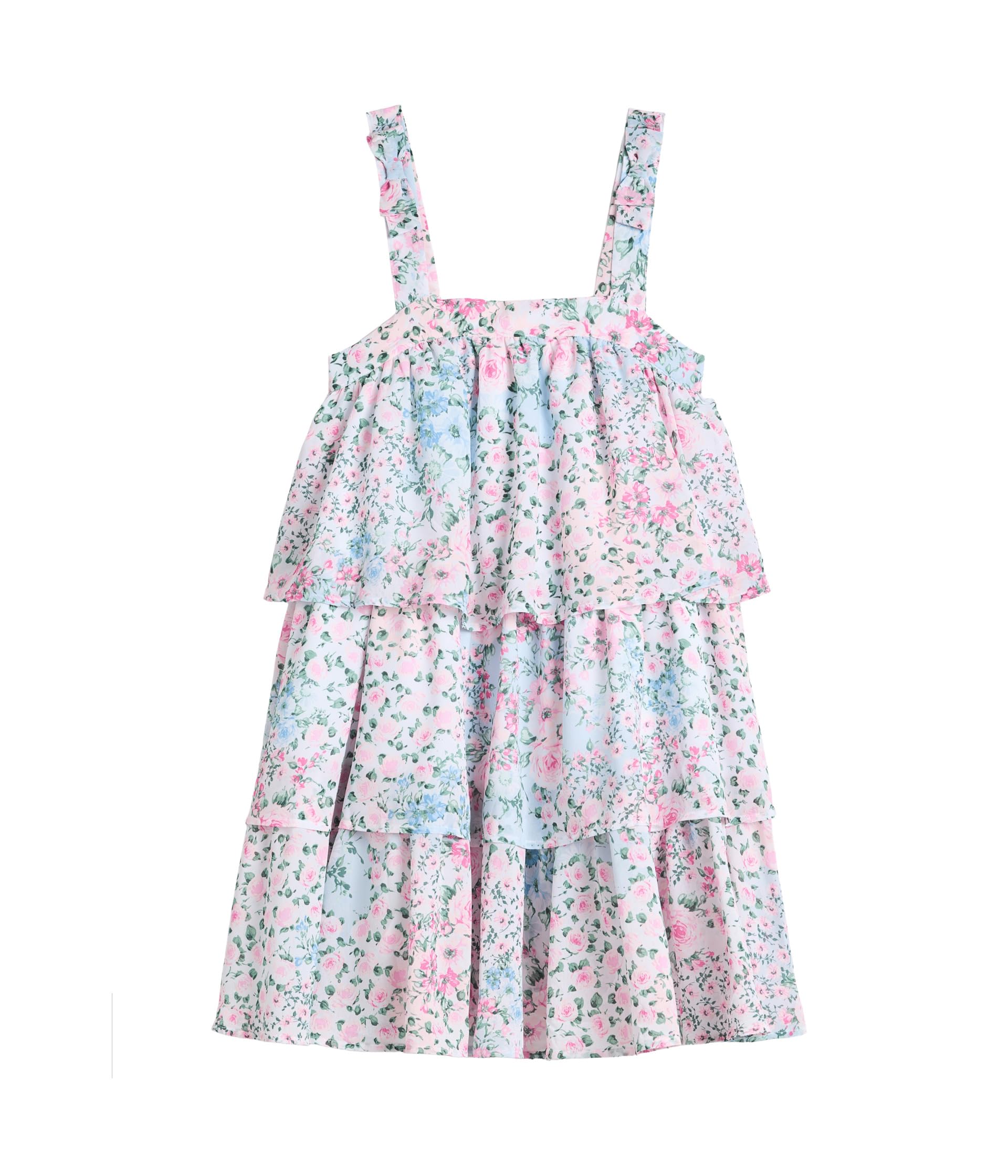 Janie and Jack Bold Floral Tiered Dress Детский