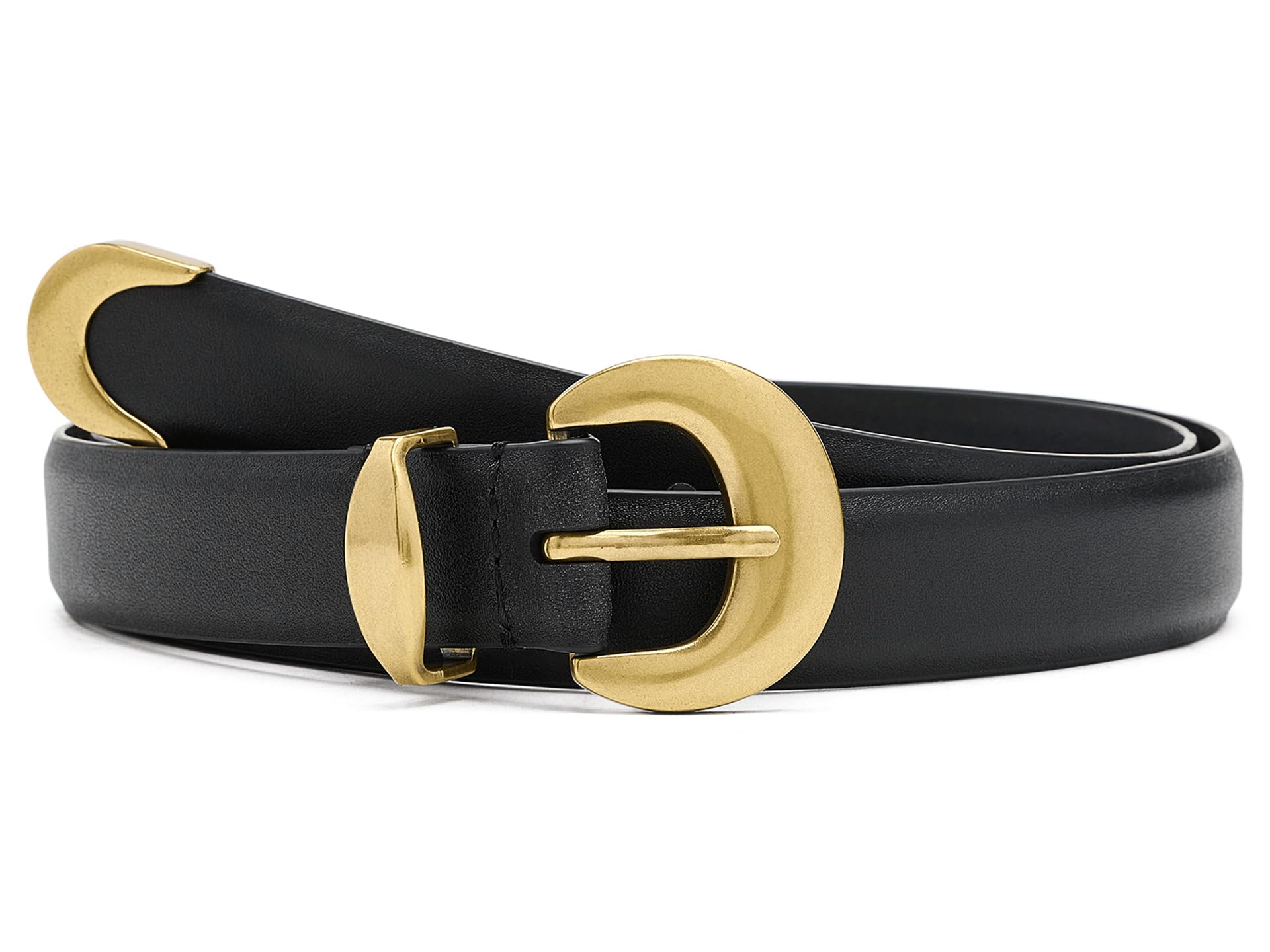 Domed-Buckle Wide Belt in Leather