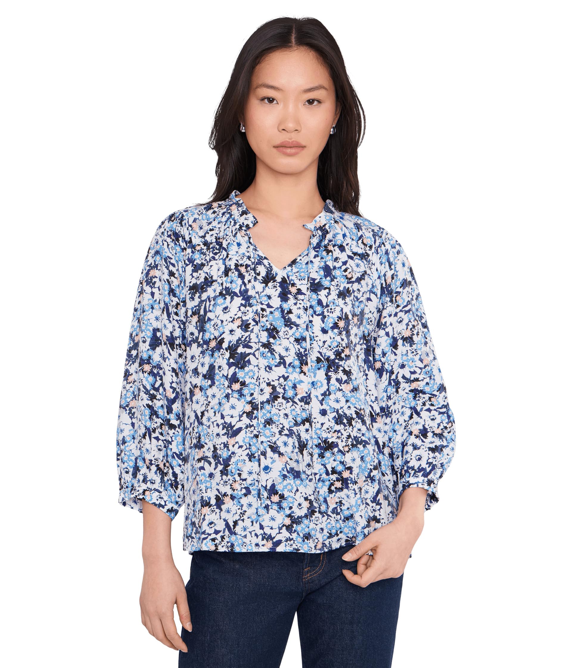 Raglan Peasant Split Neck Blouse