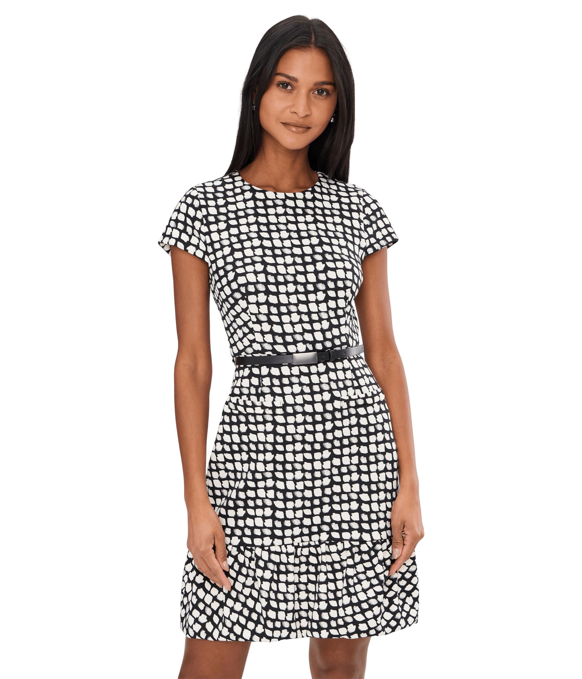 Short Sleeve Belted Bubble Aline