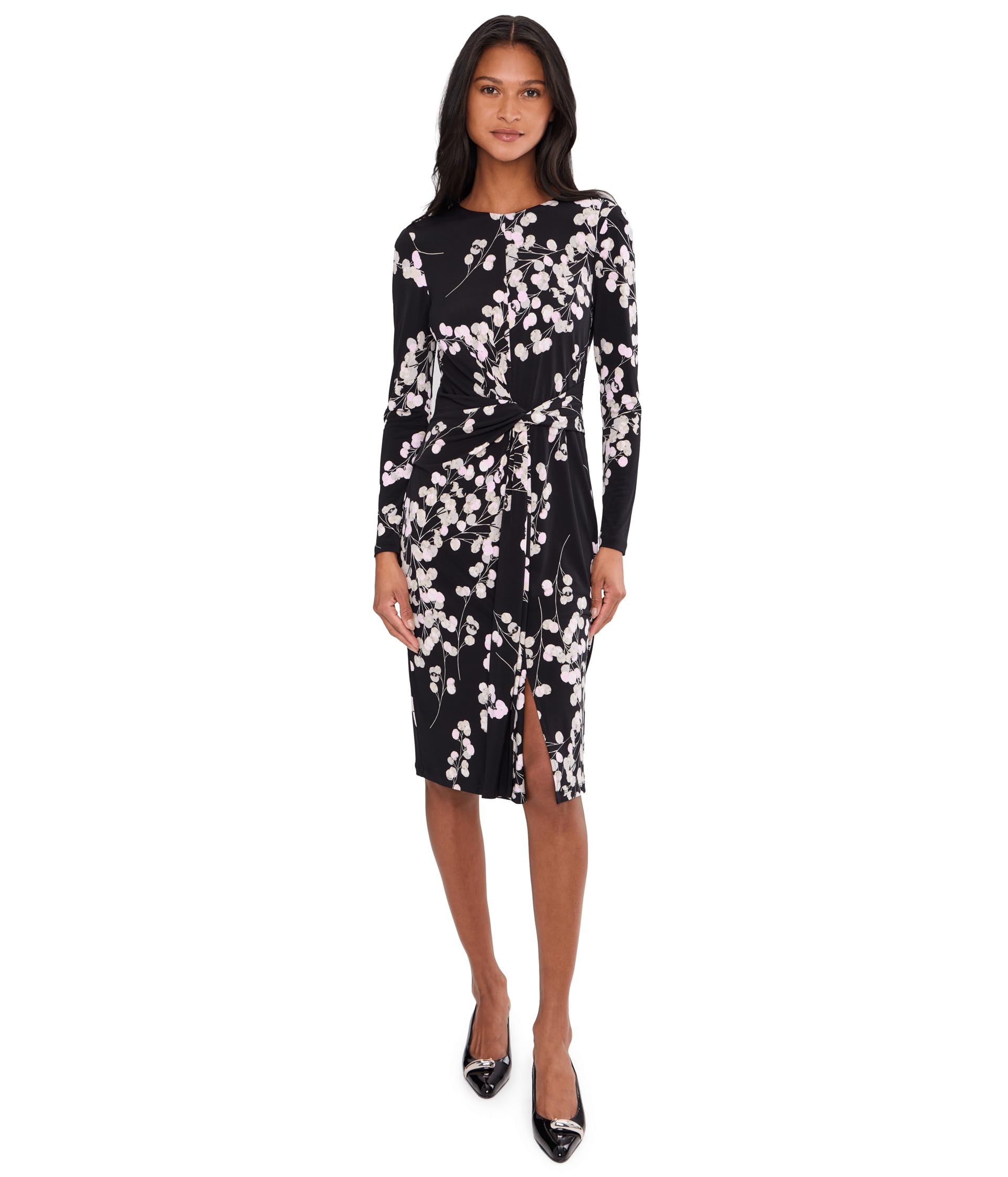 Long Sleeve Matte Jersey Floral Aline