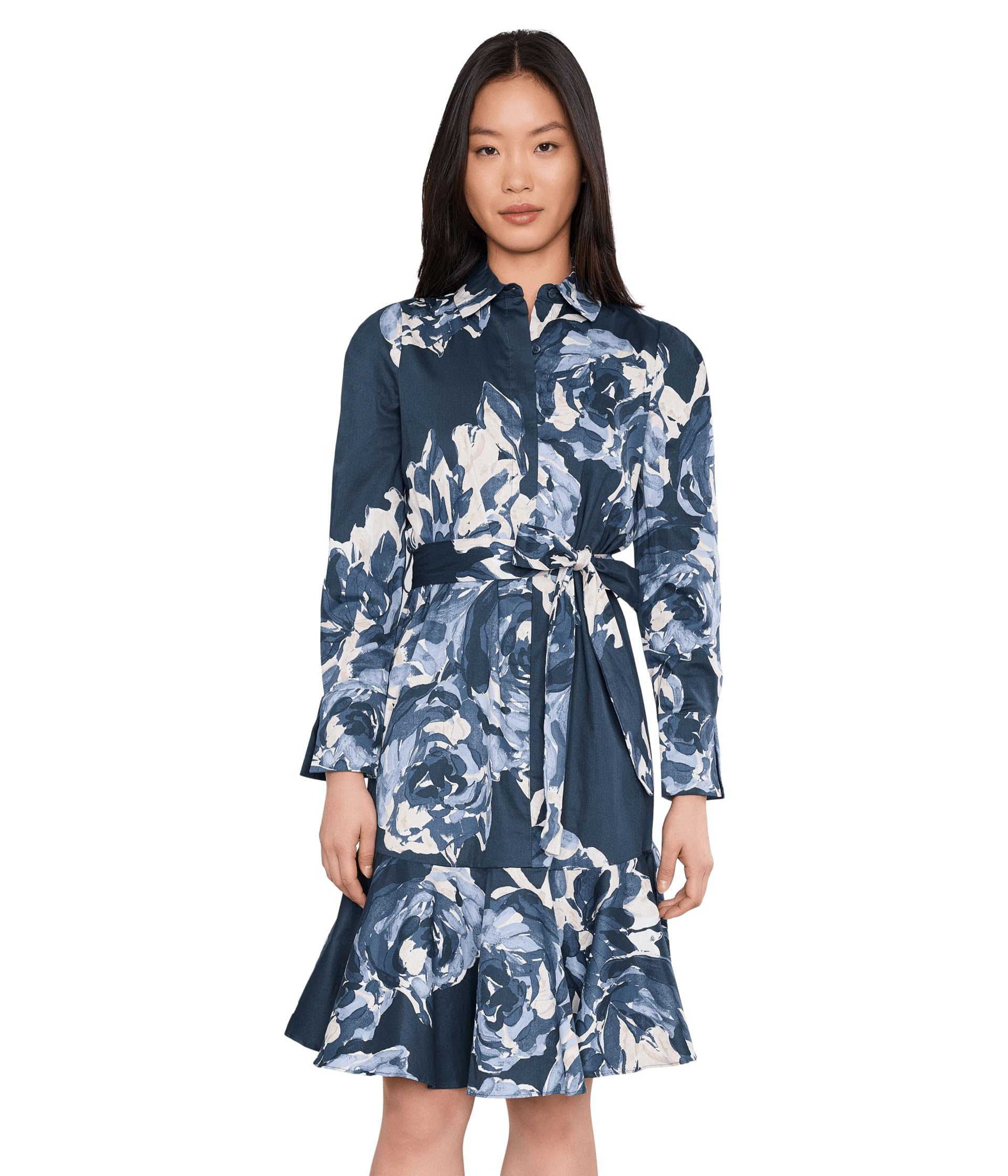 Long Sleeve Floral Cotton Aline