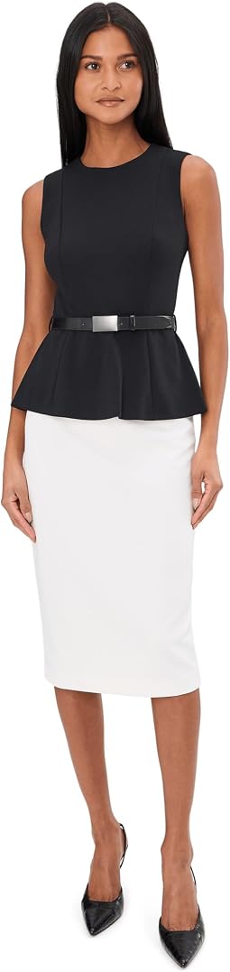 Sleevless Color-Block Belted Midi