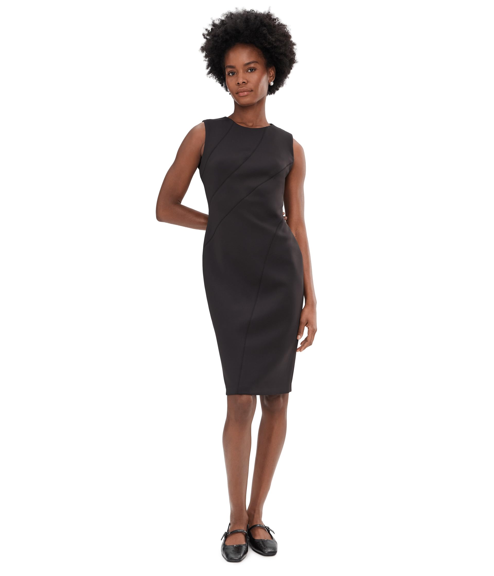 Sleeveless Scuba Seam Detailed Sheath