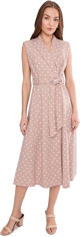 Sleeveless Linen Polka Dot Jacket Dress