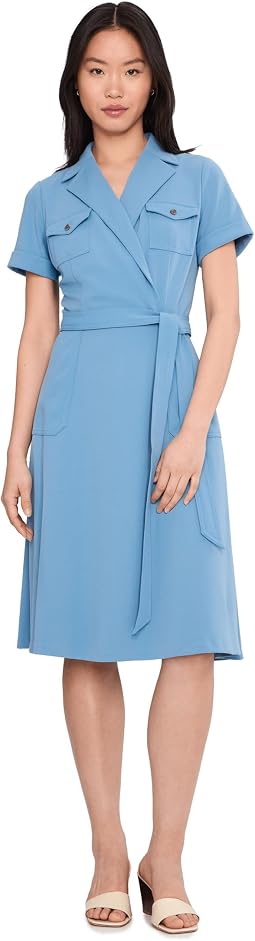 Short Sleeve Self Tie Jacket Dress