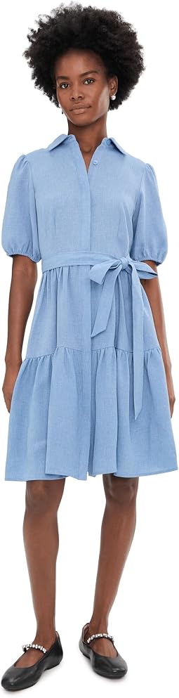Puff Sleeve Self Tie Tencel Ruffled Aline