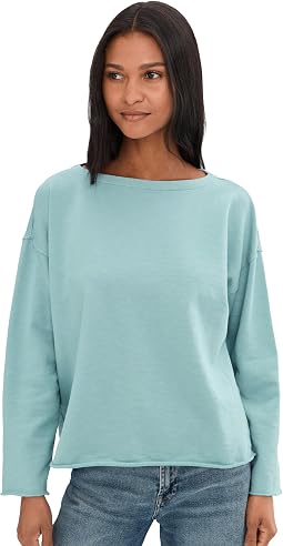 Garment Dyed Terry Bateau Neck Boxy Top