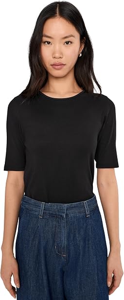 Organic Cotton Stretch Rib Crew Neck Top