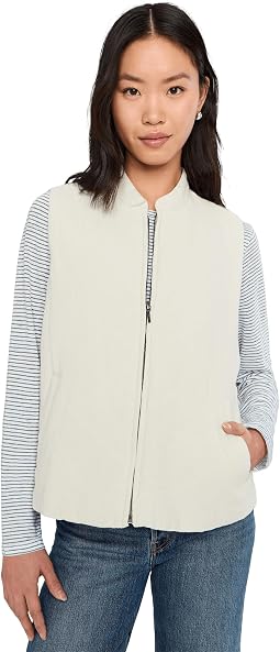 Organic Linen Cotton Crepe Stand Collar Vest