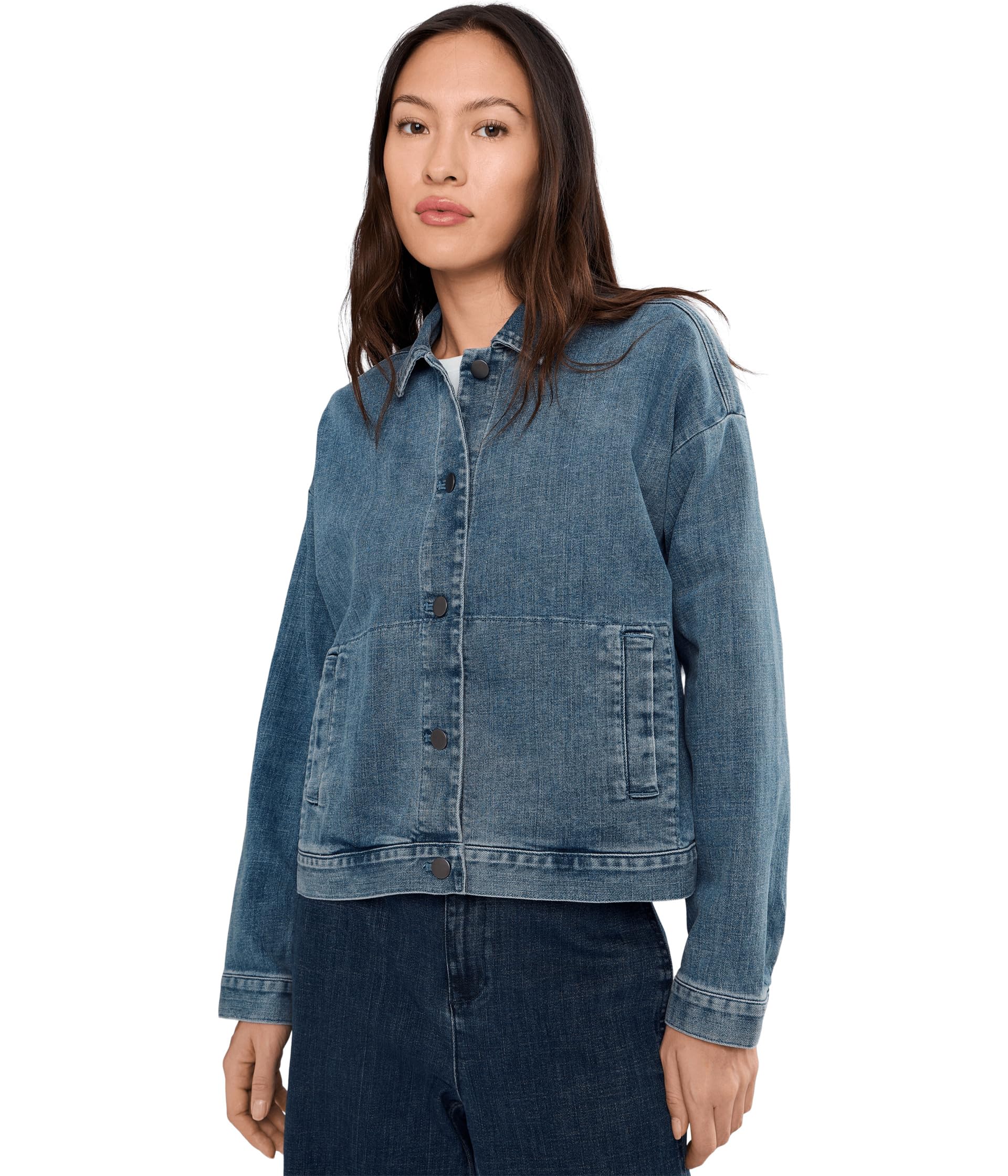 Petite Cotton Stretch Denim Classic Collar Jacket