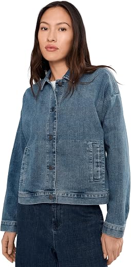 Petite Cotton Stretch Denim Classic Collar Jacket