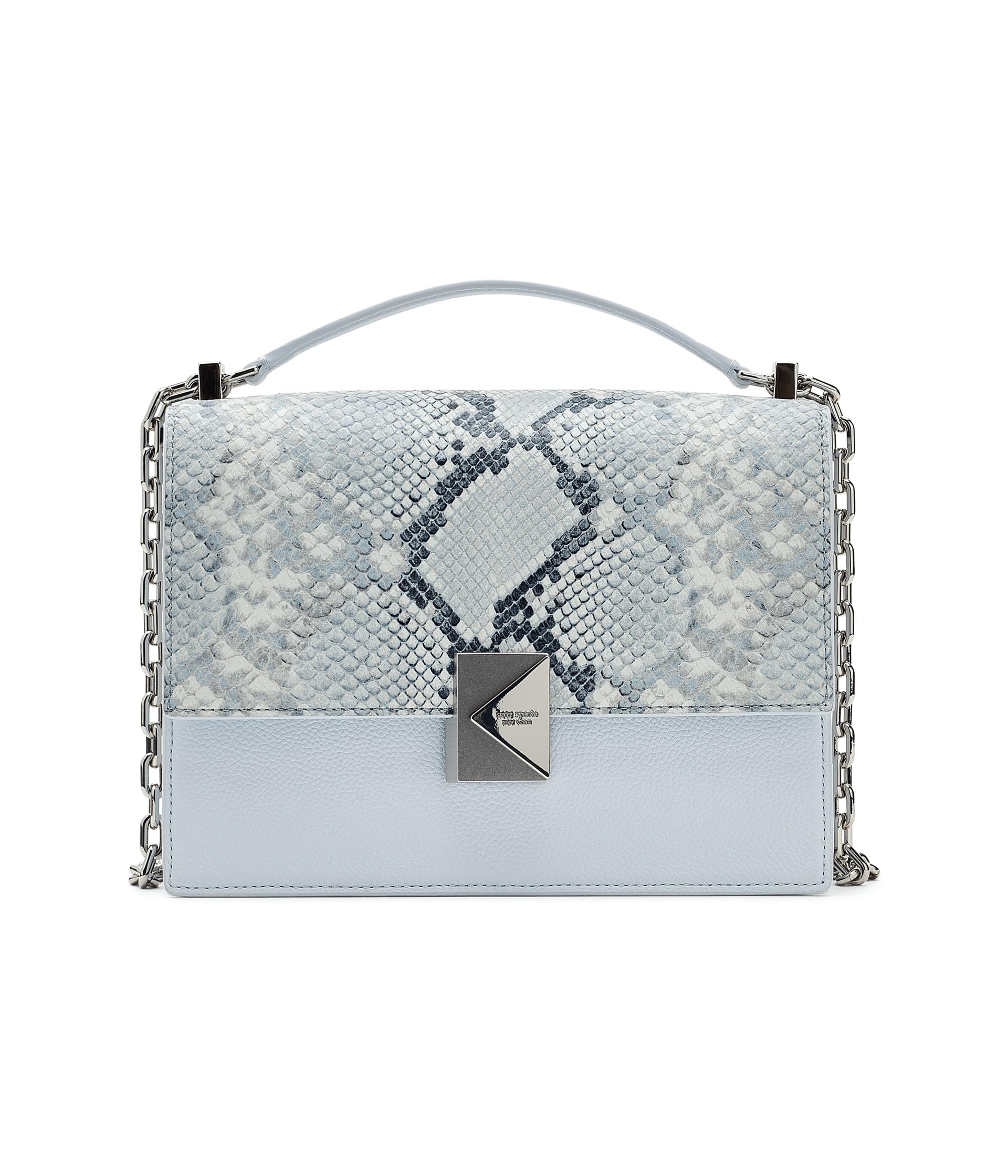 Deco Snake Embossed Mixed Material Chain Shoulder