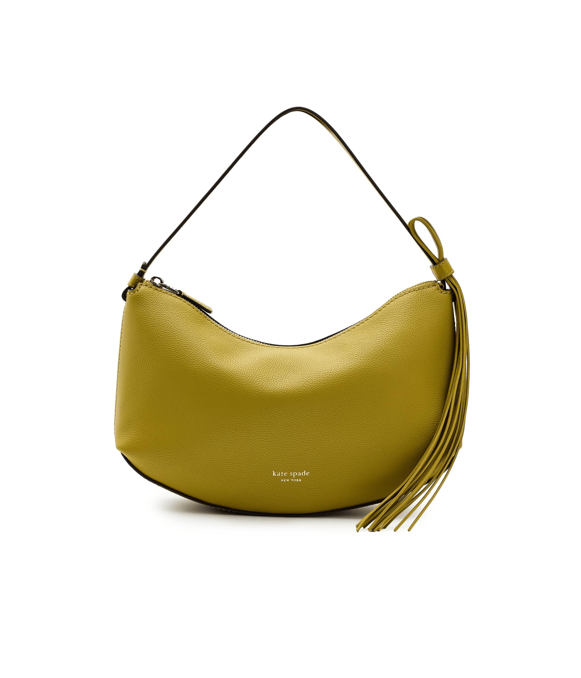 Loop Pebbled Leather Shoulder Bag With Fringe Strap