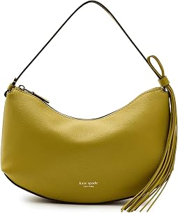 Loop Pebbled Leather Shoulder Bag With Fringe Strap