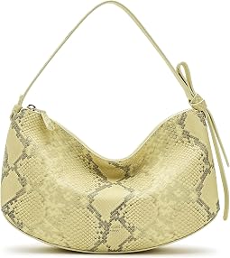 Loop Snake Embossed Leather Shoulder Bag