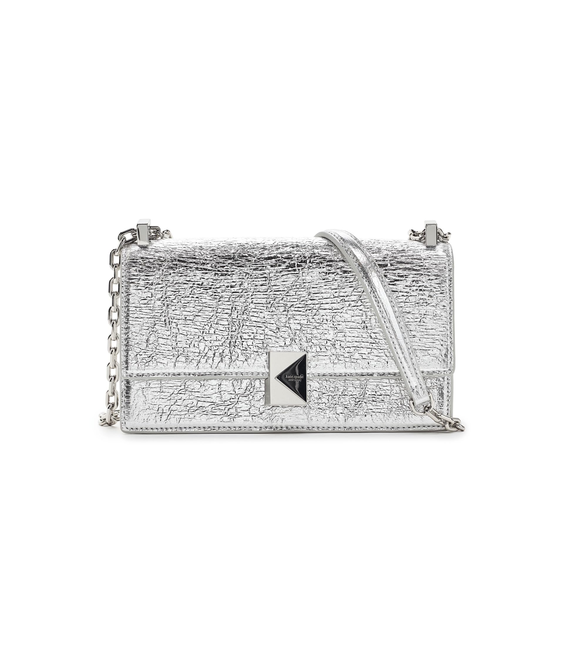 Мини-сумка через плечо Deco Crinkle Metallic Leather Flap Chain