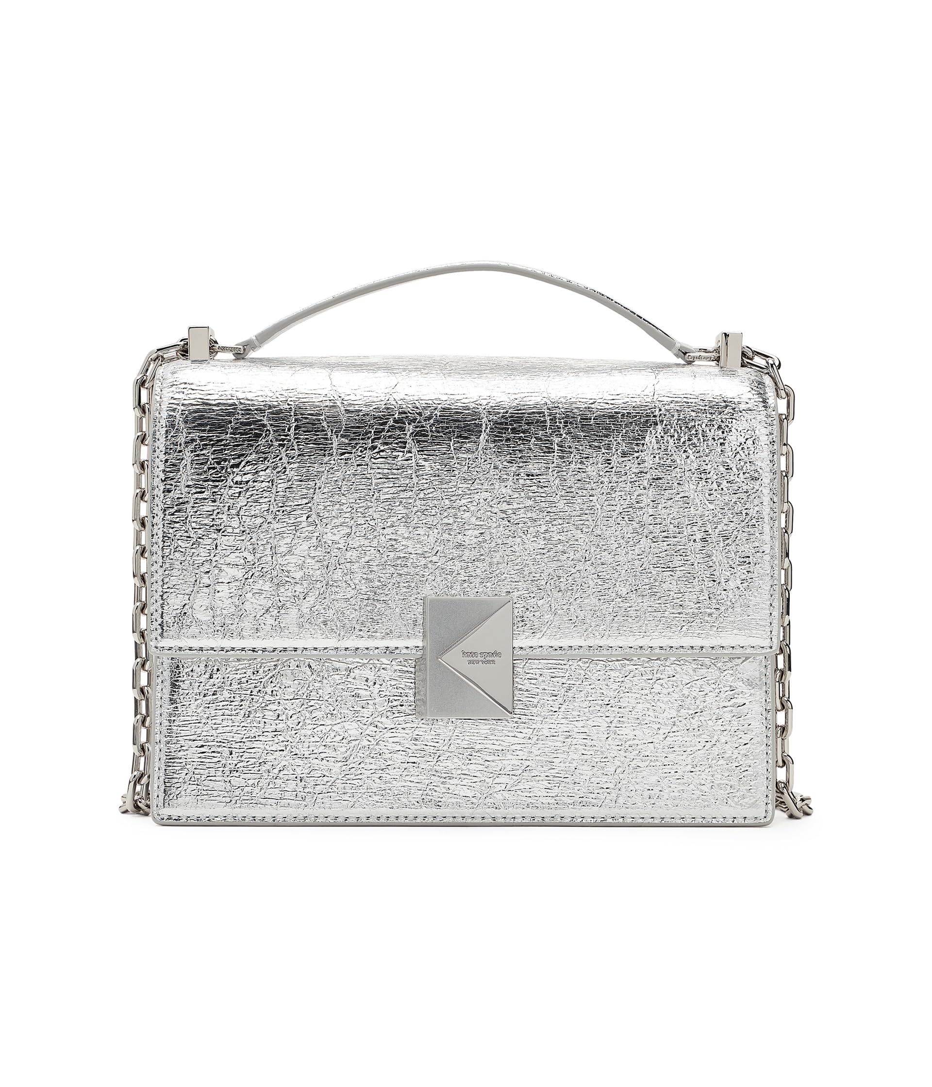 Deco Crinkle Metallic Leather Chain Shoulder