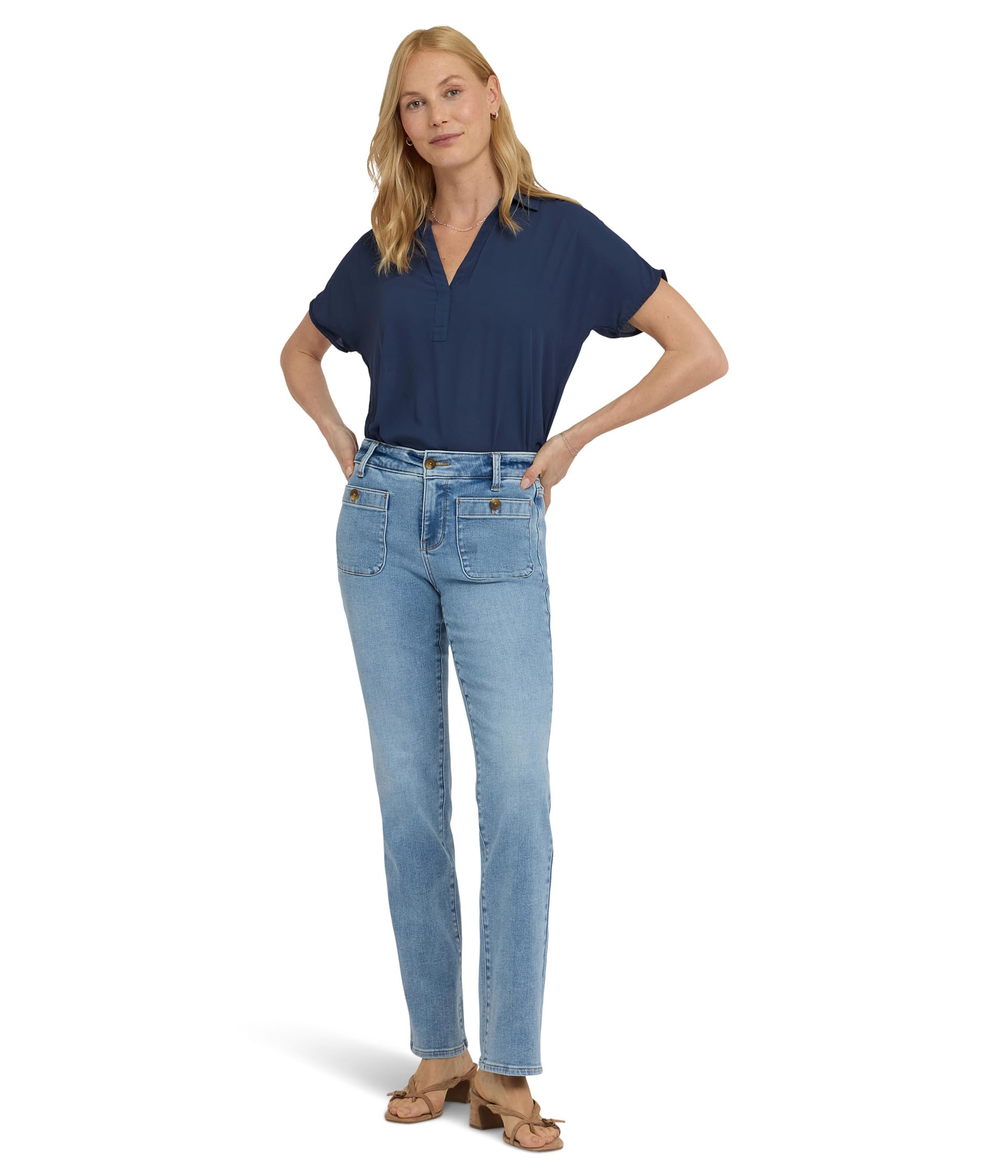 Джинсы NYDJ Straight Front Button Patch Pockets