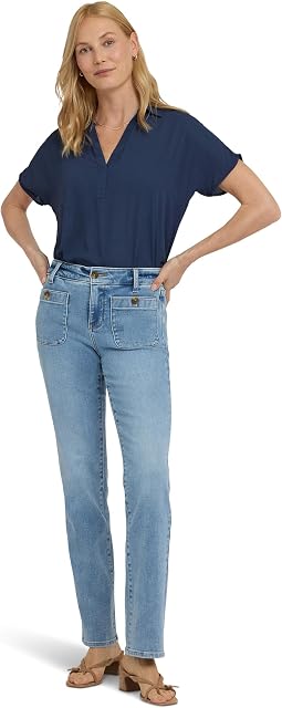 Джинсы NYDJ Straight Front Button Patch Pockets