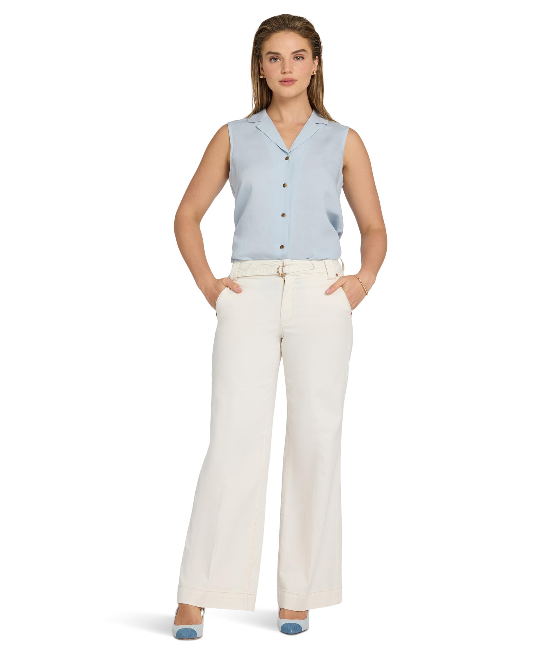 Mia Palazzo Jeans in Vintage White