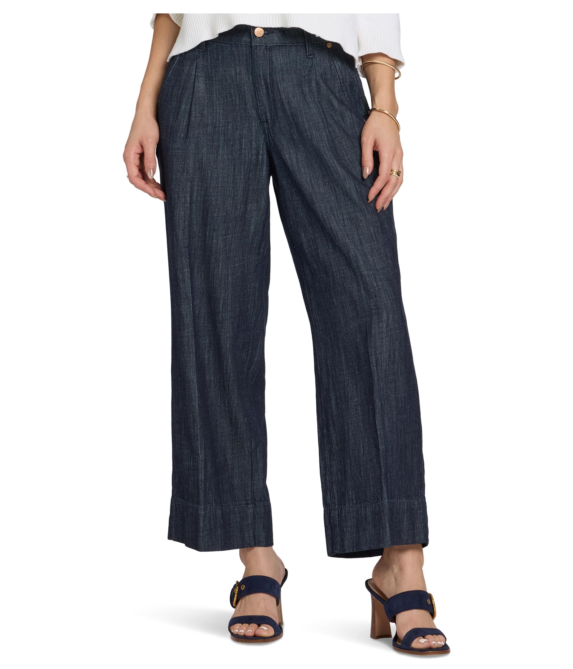 Teresa Ankle Pleat Jeans in Dark Indigo