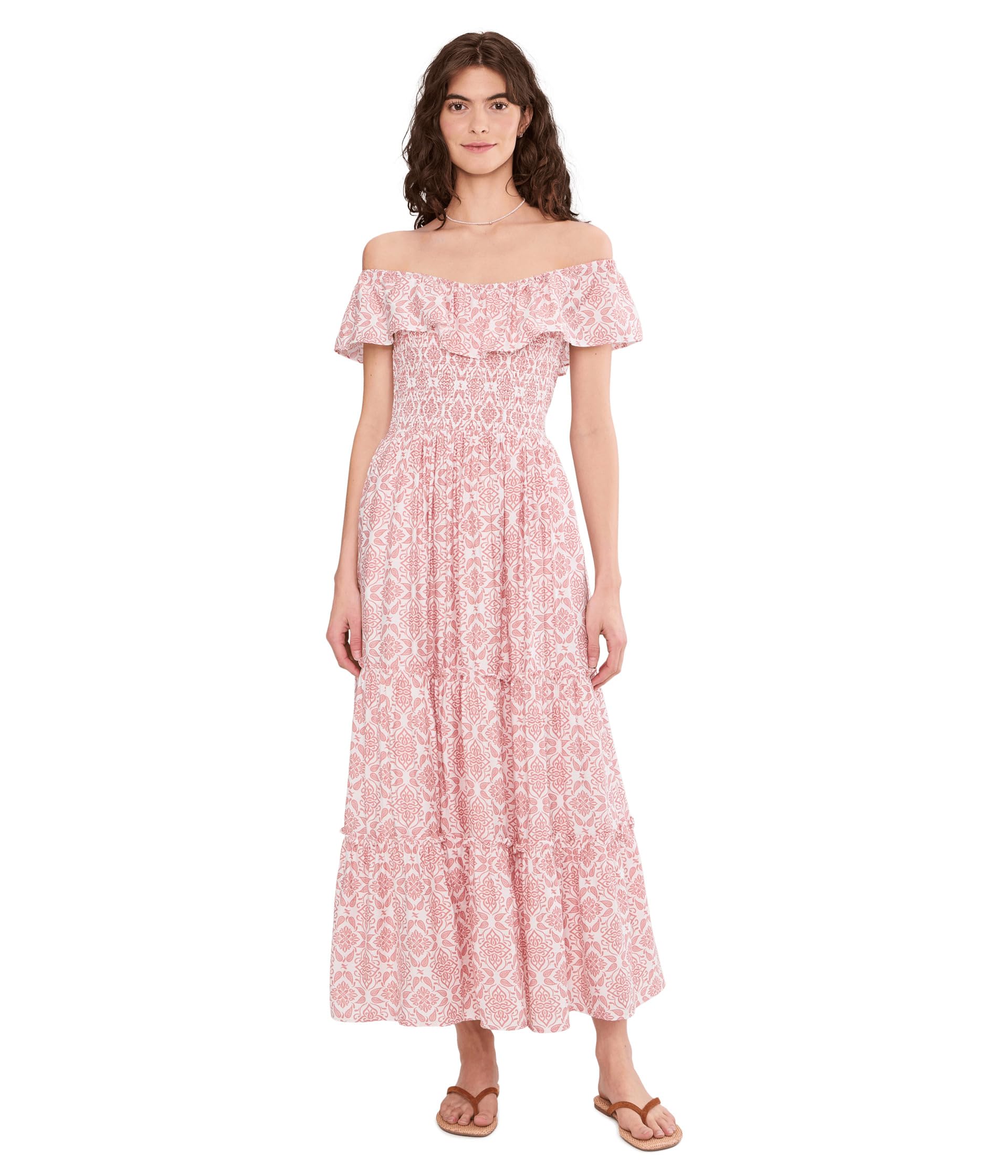 Женское платье Off The Shoulder Ruffle Tier Dress With Smock