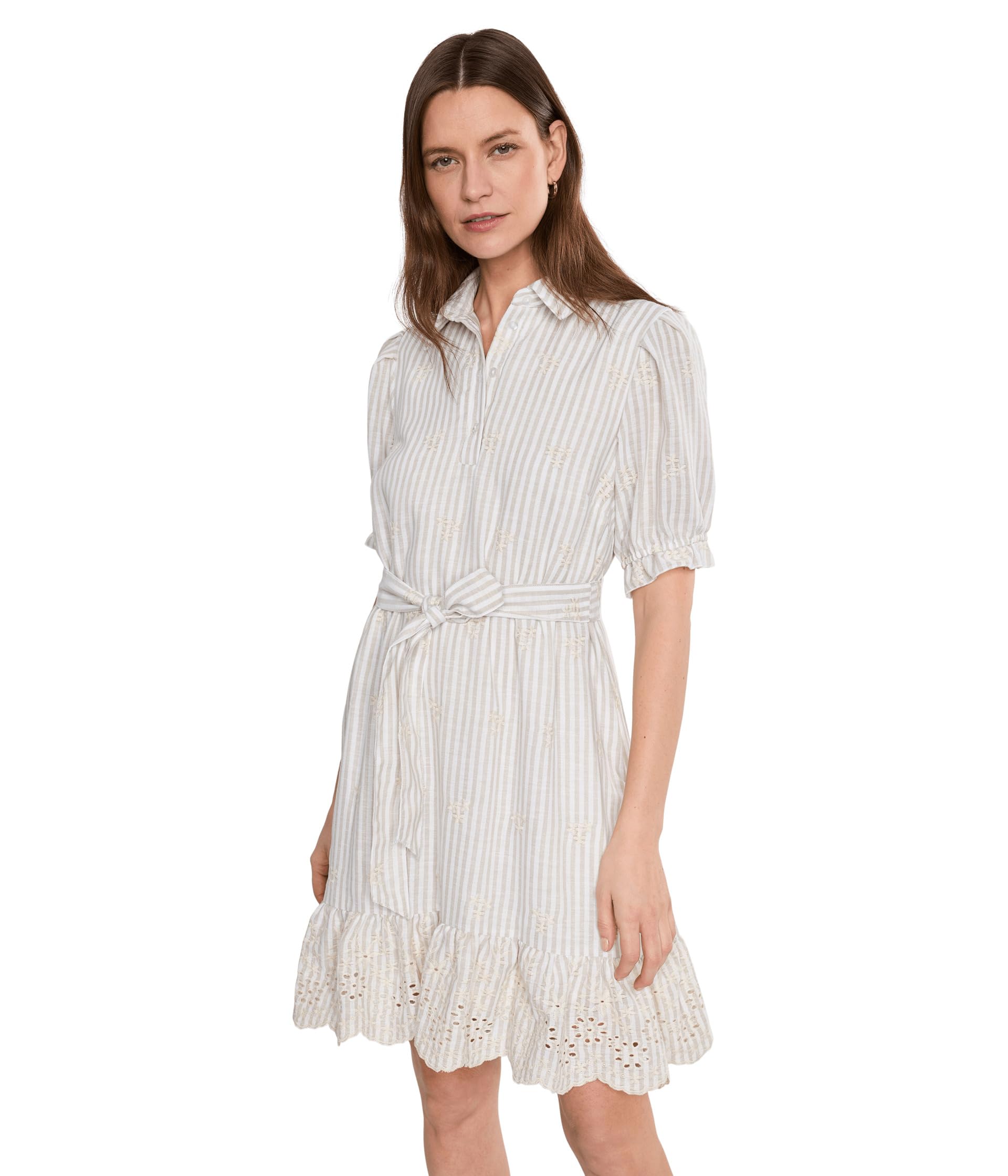 Vince Camuto мини-платье с рюшами и пышными рукавами