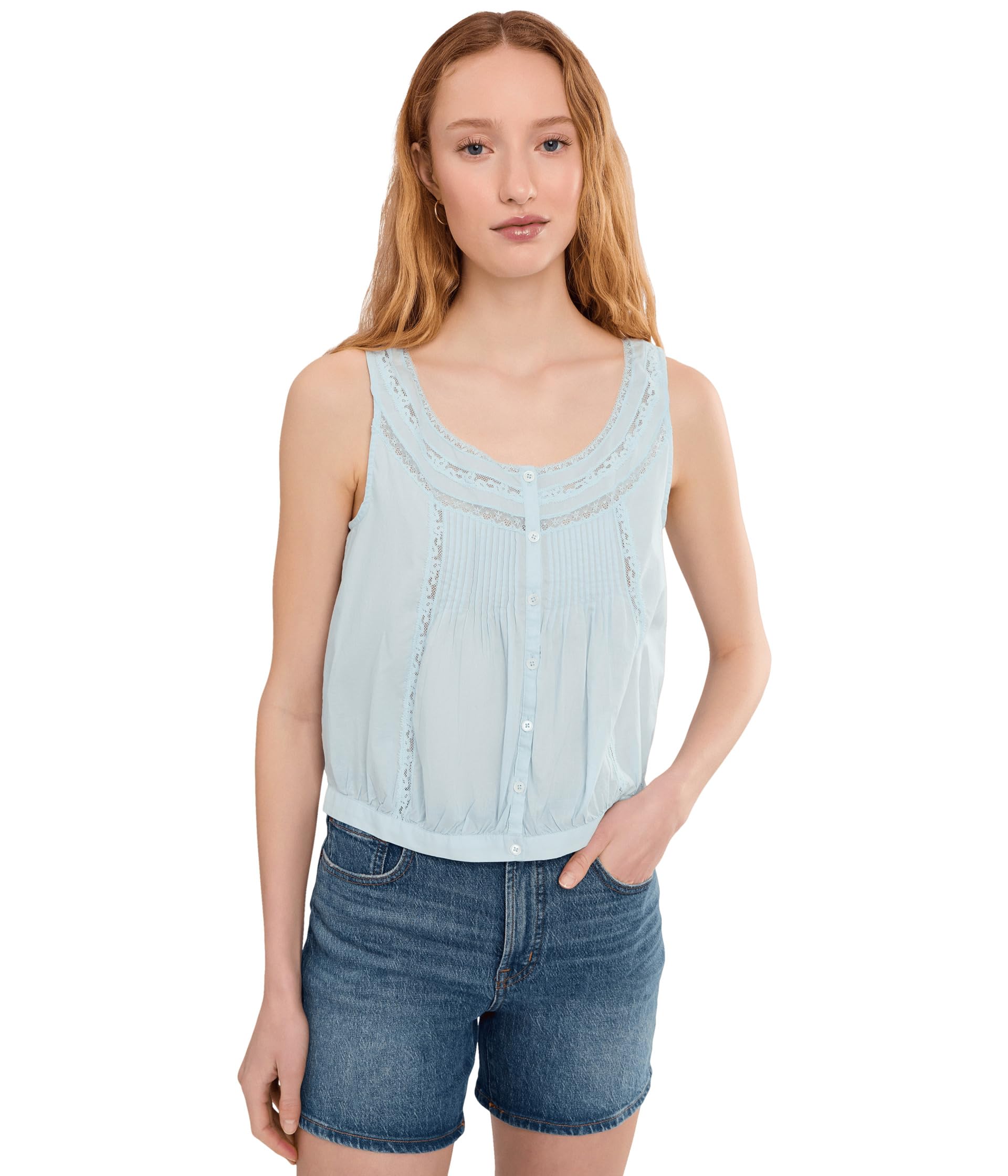Женский топ Lace-Insert Pintuck Sleeveless