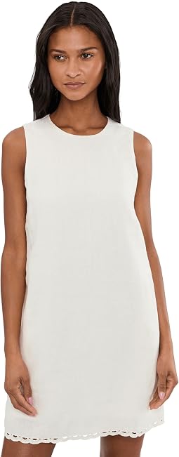 Embroidered Mini Shift Dress in 100% Linen