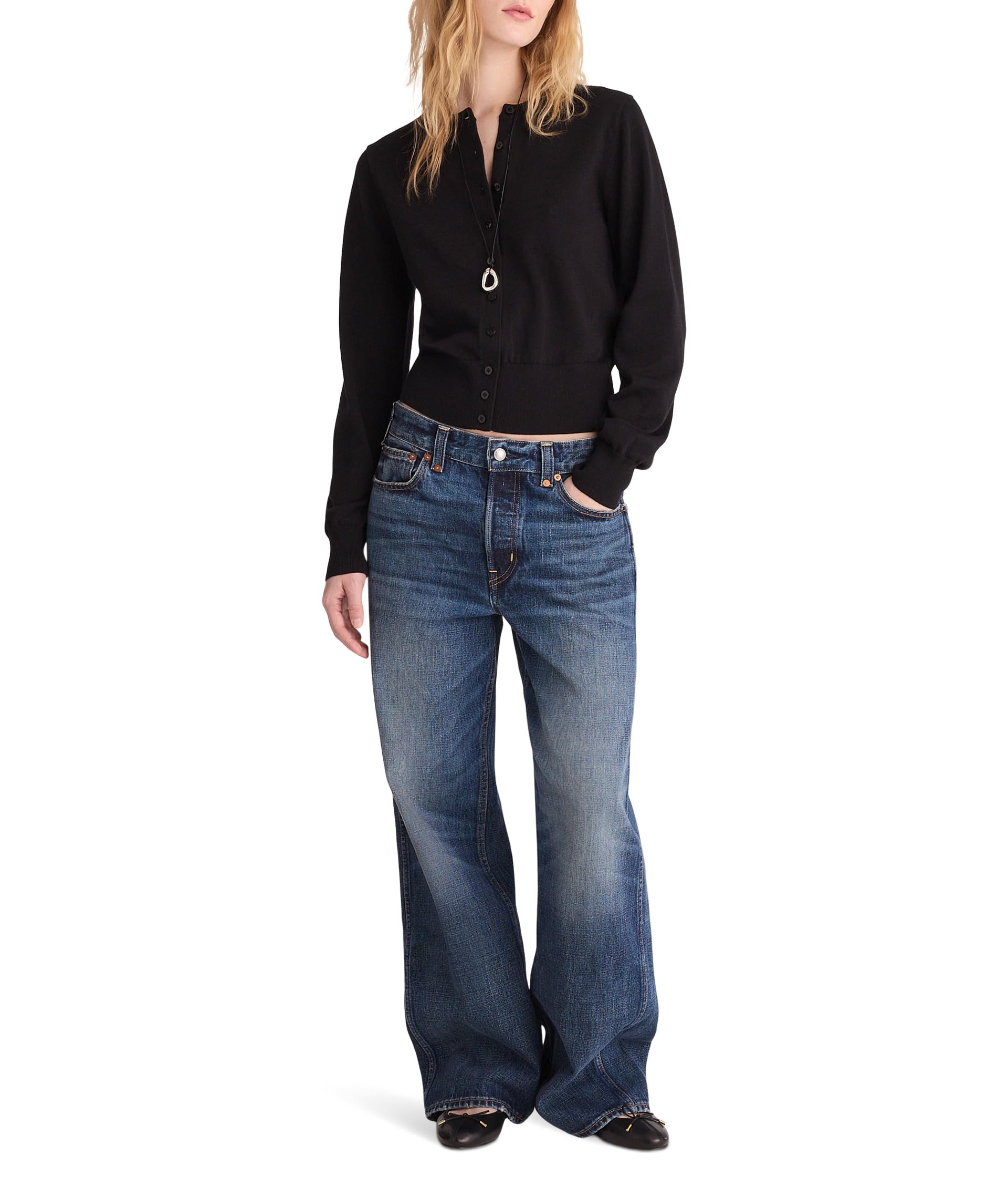 Button-Front Cardigan in 100% Cotton