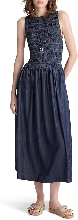 Женское макси-платье Madewell Denim Smocked Boatneck