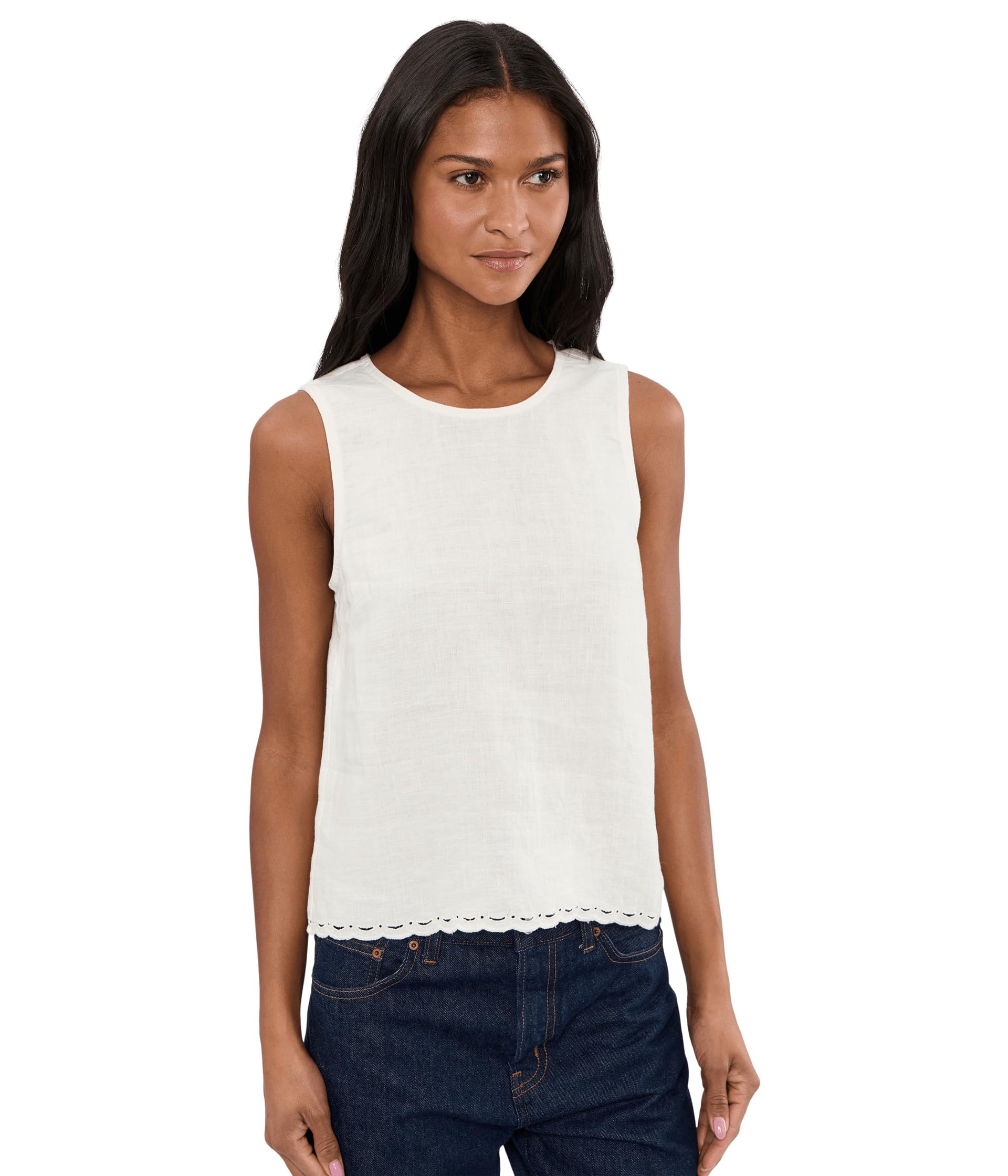 Топ Shell Pleated Lace-Trim в 100% Linen