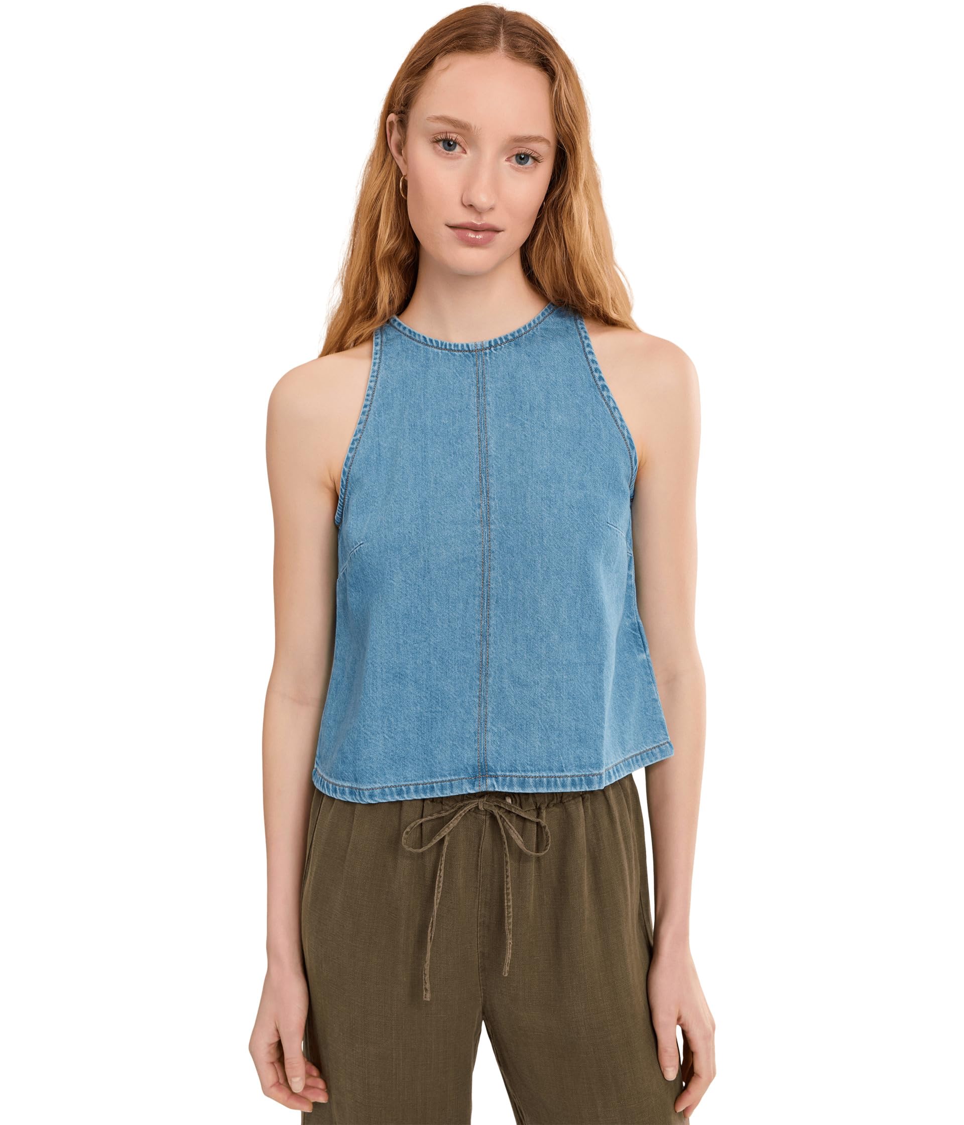 Airy Denim Halter Shell Top