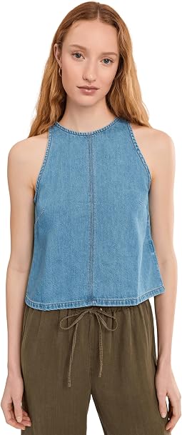Airy Denim Halter Shell Top