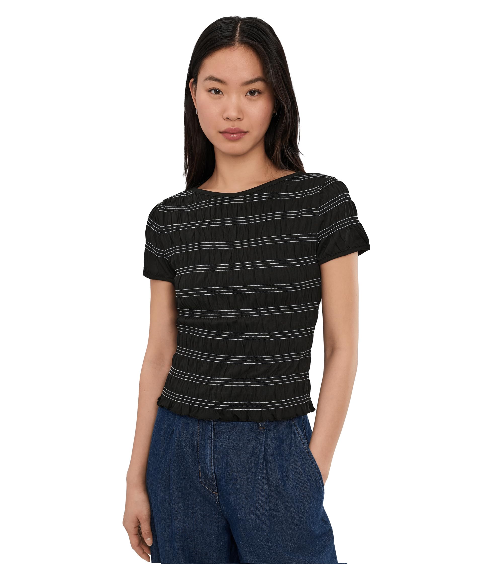 Smocked Short-Sleeve Top