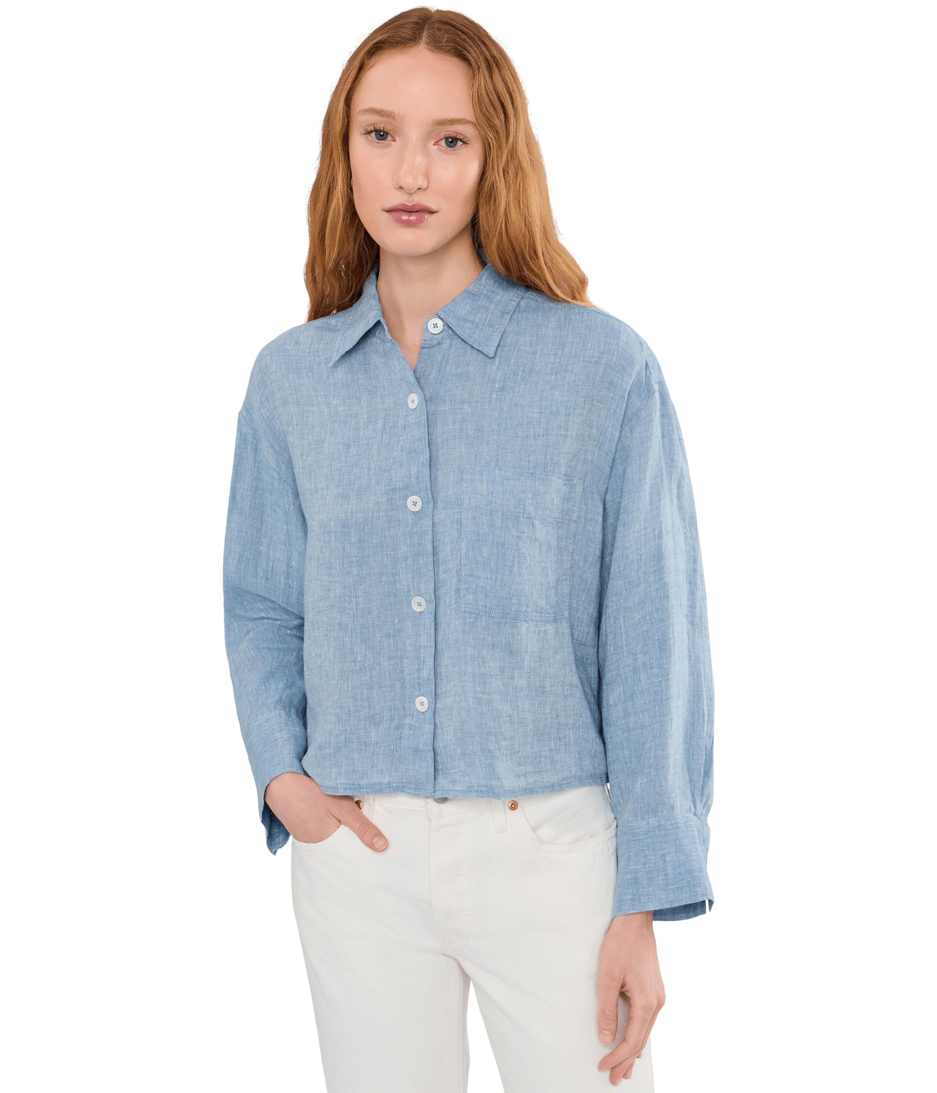 Madewell рубашка из 100% льна с прямым подолом