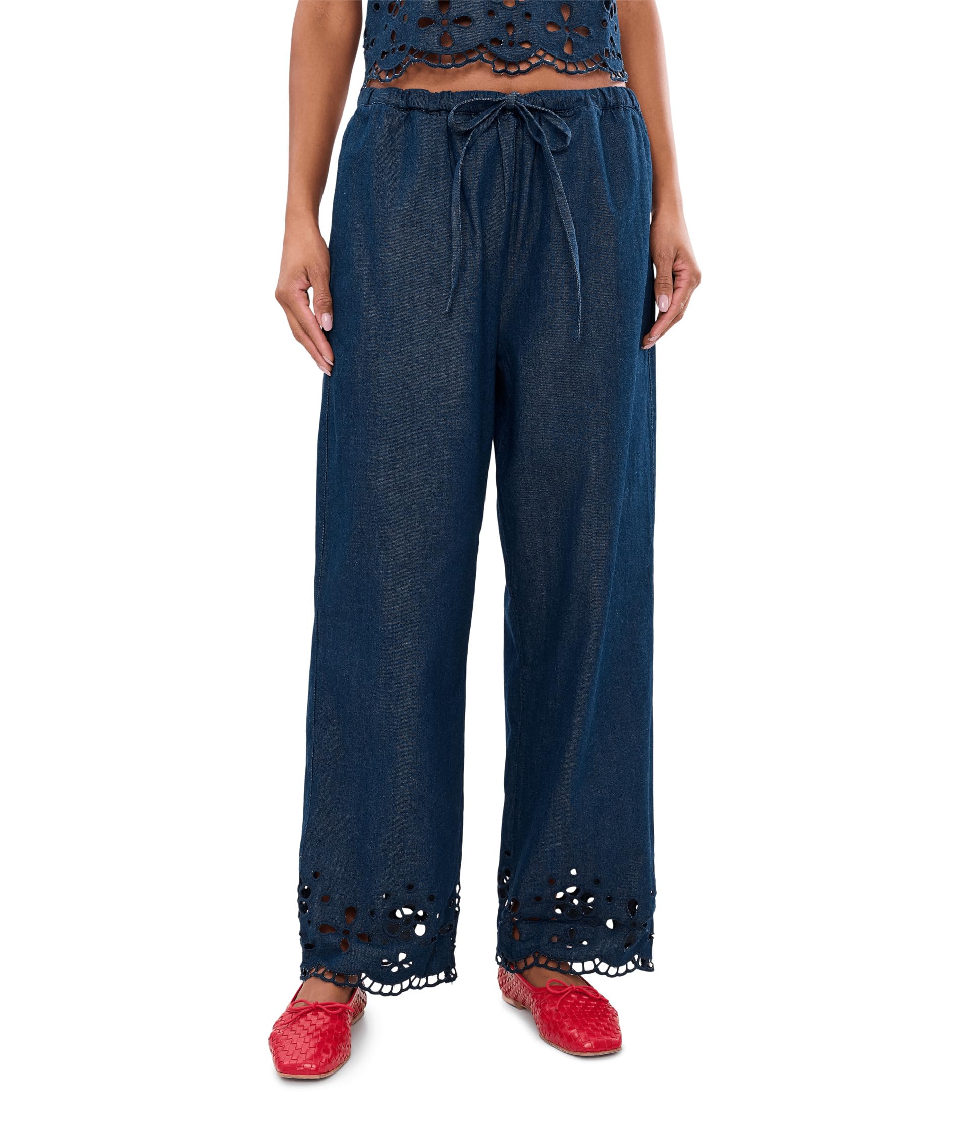 Брюки Madewell Denim Embroidered-Hem Pull-On