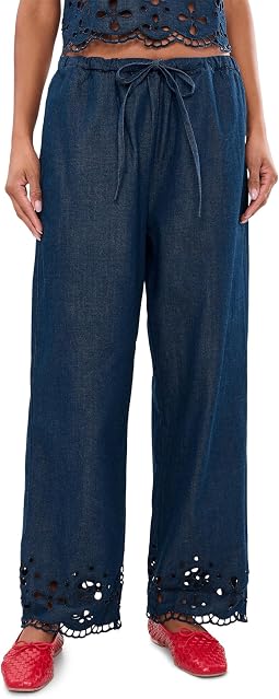 Брюки Madewell Denim Embroidered-Hem Pull-On